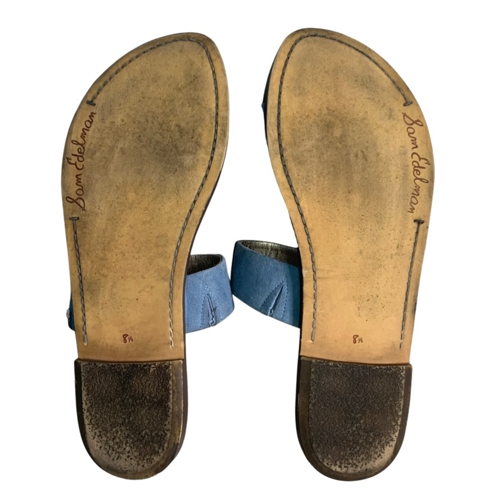 Sam Edelman Gala Blue Suede Women’s Slip On Sandals Open Toe Sandals Size 8.5 - Picture 7 of 10